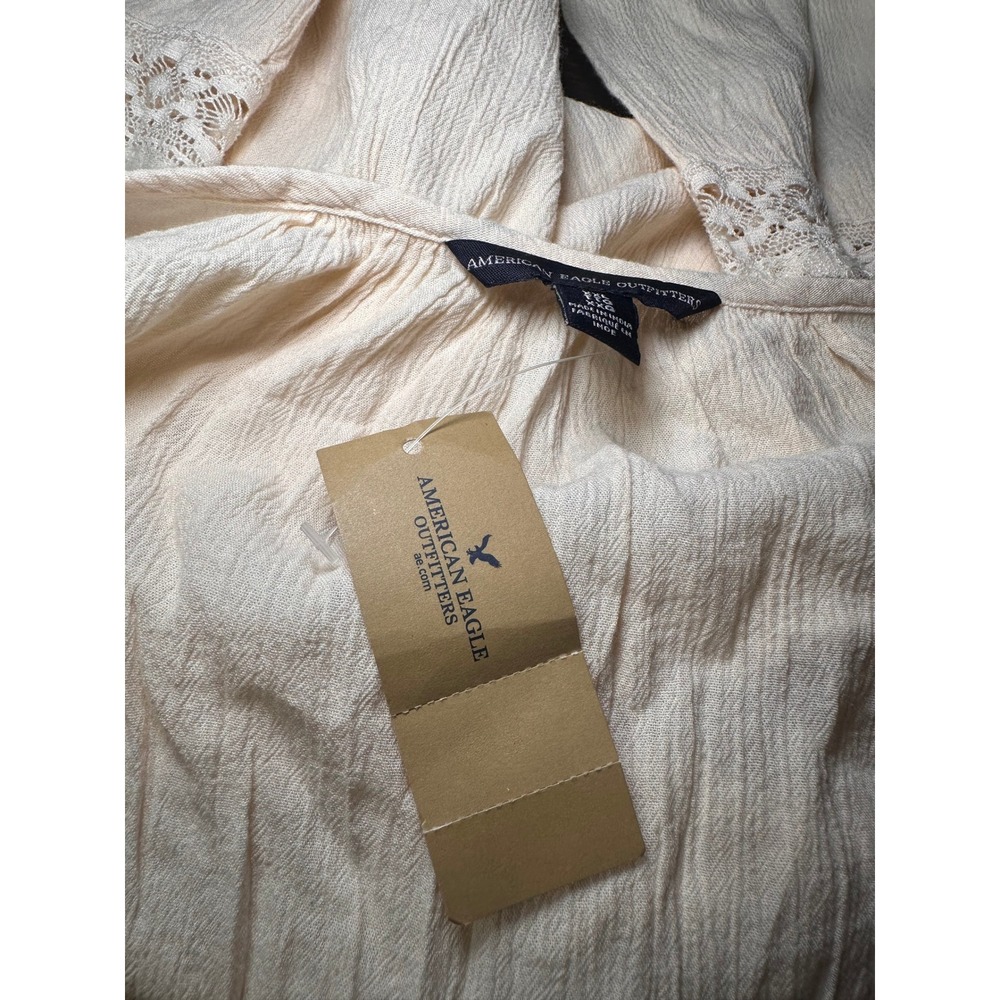 American Eagle Ivory Lace Boho Peasant Mini Dress XXL New With Tags 9199-106 - Picture 10 of 12